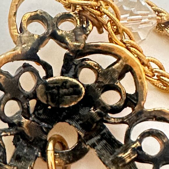 Tortolani Crislu VTG Crystals Beads Costume signed Necklace Makers Mark goldtone - Picture 13 of 16